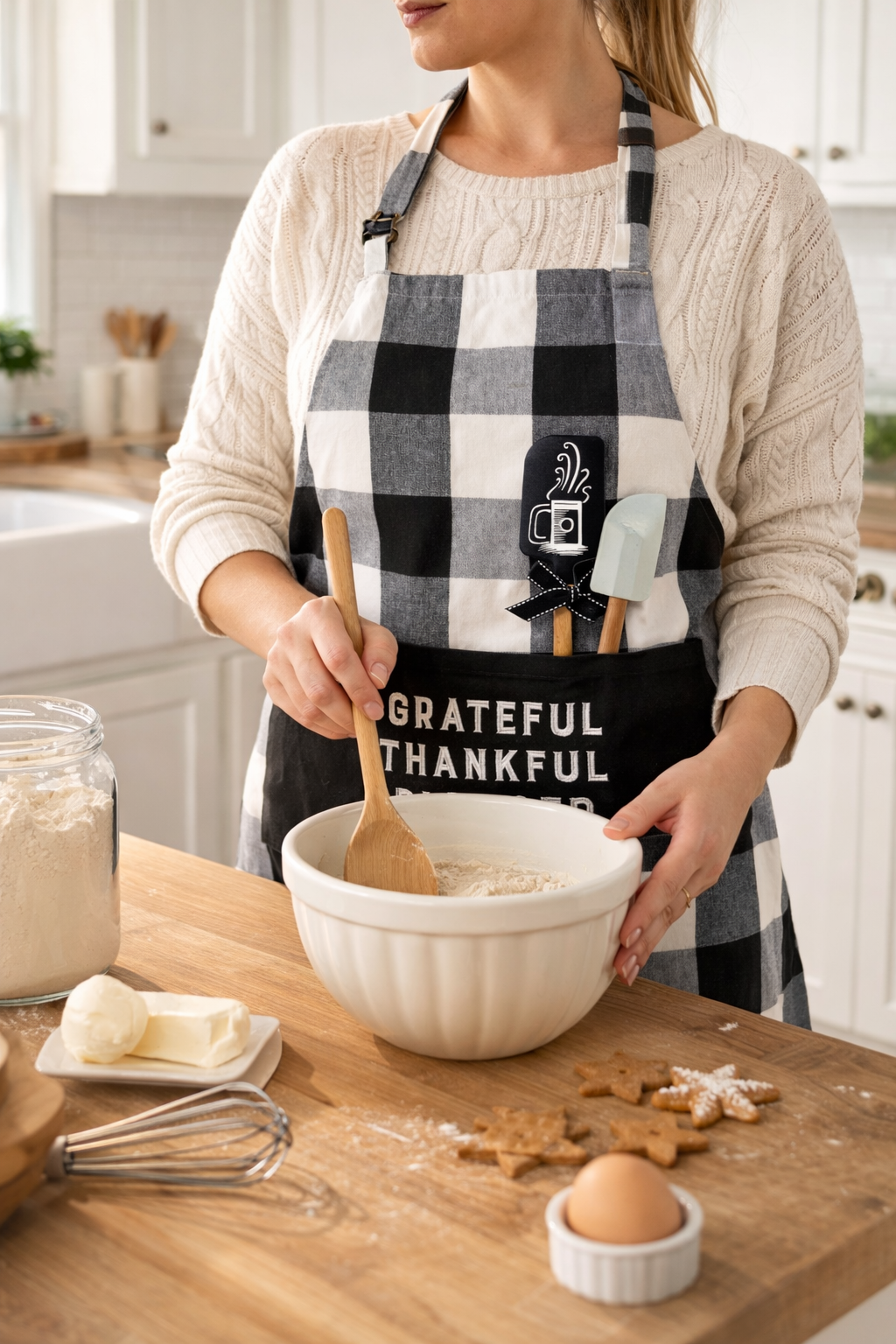 Primitives by Kathy- Grateful Thankful Blessed Apron