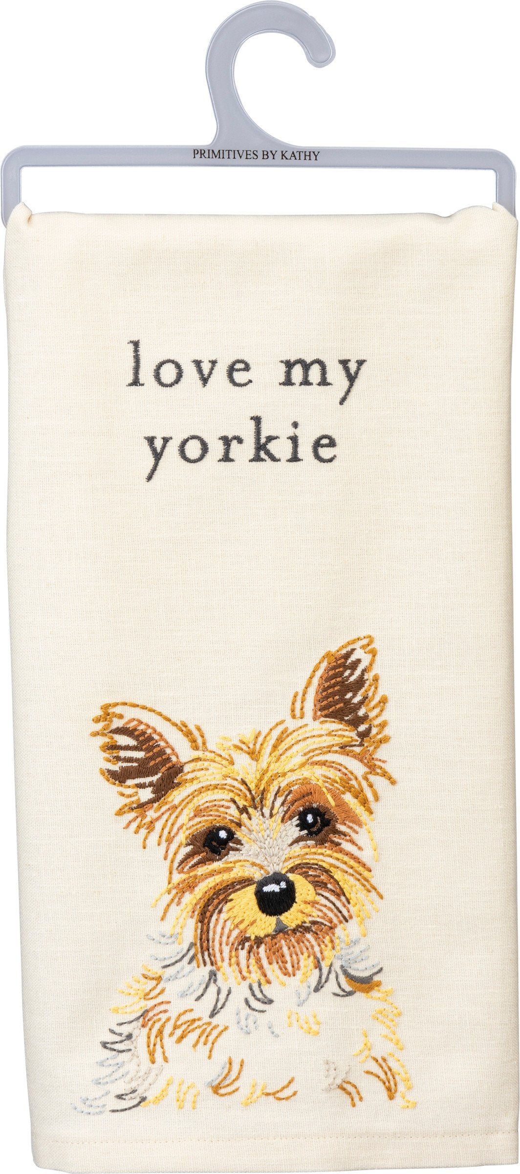 Primitives by Kathy-Love My Yorkie Kitchen Towel