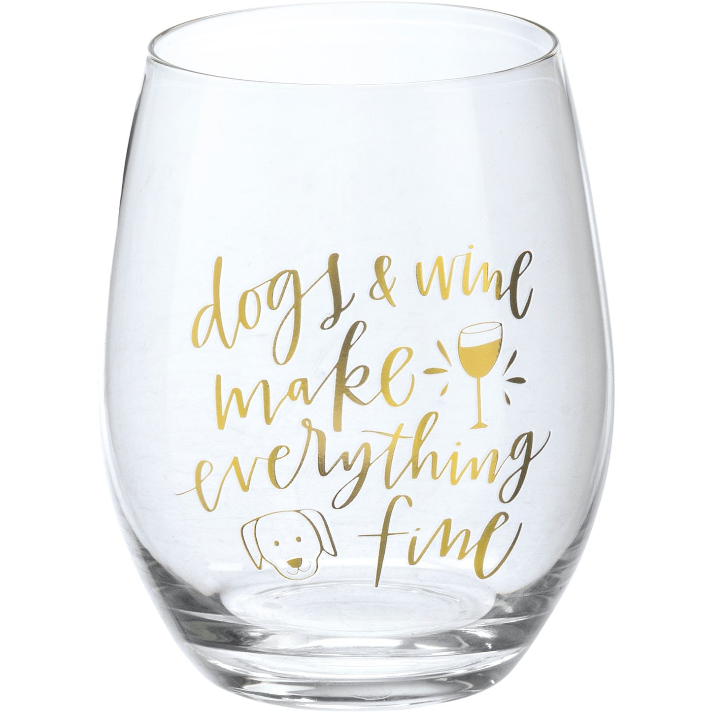 Primitives by Kathy-Dogs & Wine Make Everything Fine Wine Glass