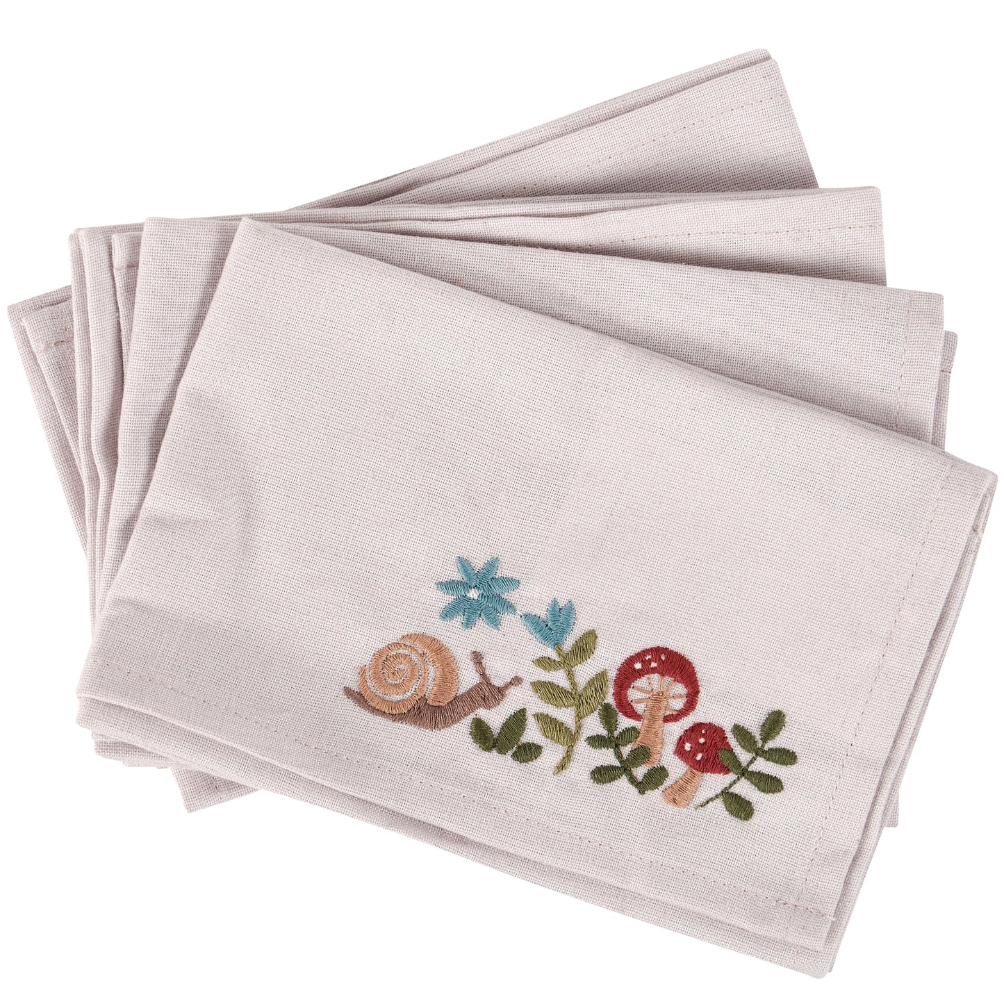 Primitives by Kathy- Snail & Mushroom Napkin Set of 4