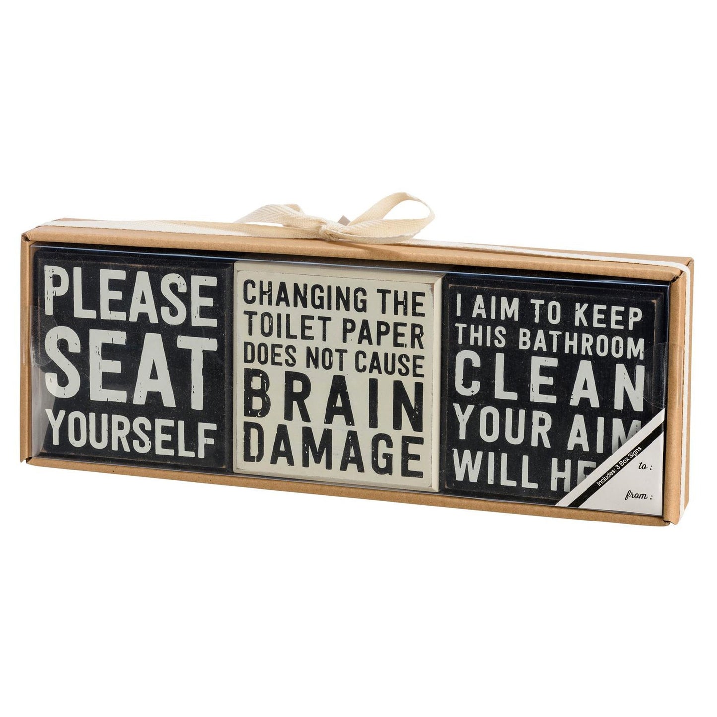 Primitives by Kathy-Bathroom Box Sign Set