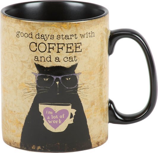 Primitives by Kathy- Good Days Start With Coffee And A Cat Mug