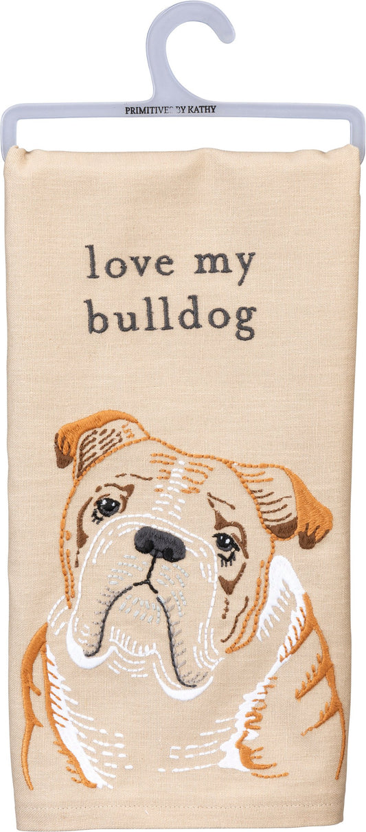 Primitives by Kathy-Love My Bulldog Kitchen Towel