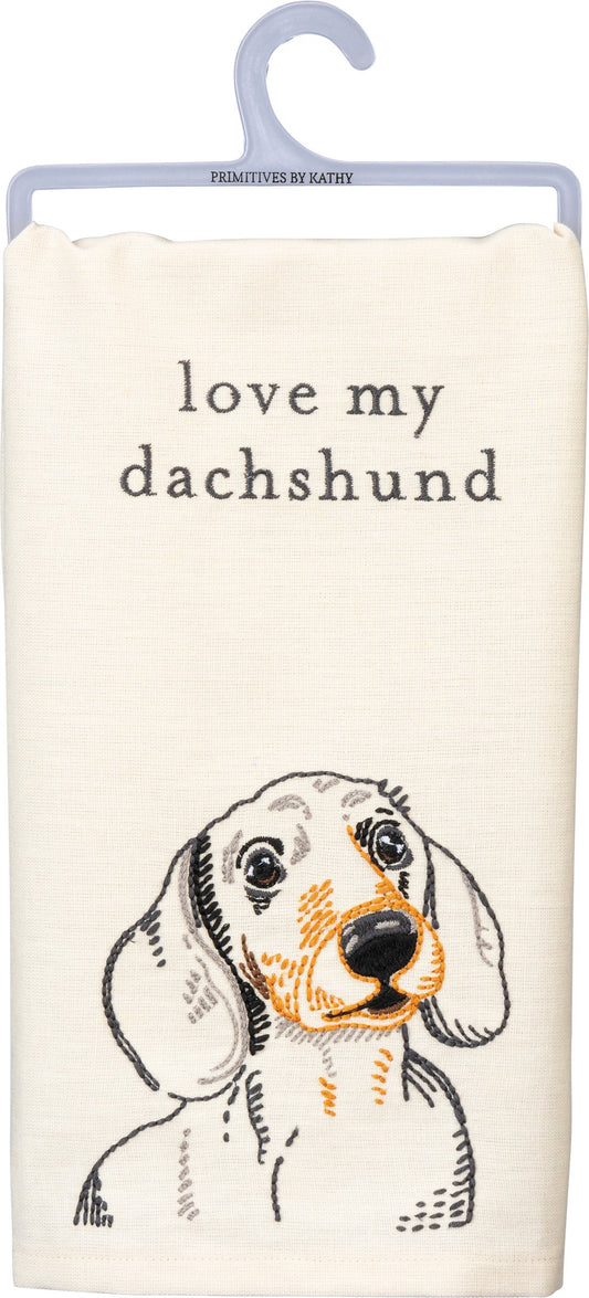 Primitives by Kathy-Love My Dachshund Kitchen Towel