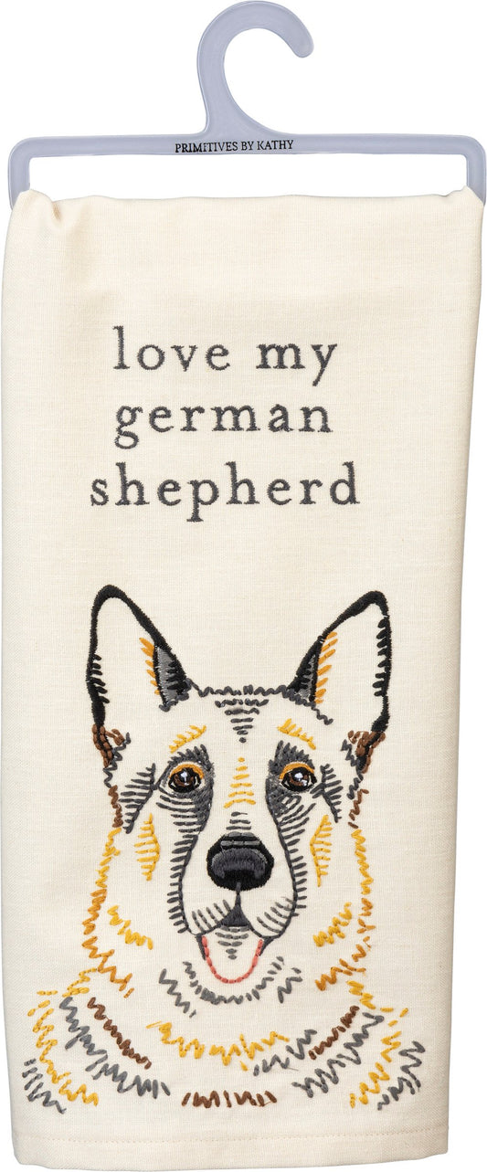 Primitives by Kathy-Love My German Shepherd Kitchen Towel