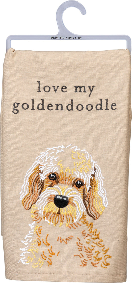 Primitives by Kathy-Love My Goldendoodle Kitchen Towel
