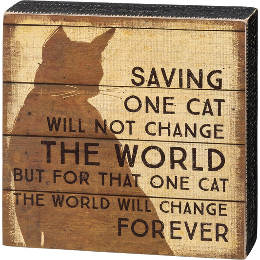 Primitives by Kathy-Saving One Cat Box Sign