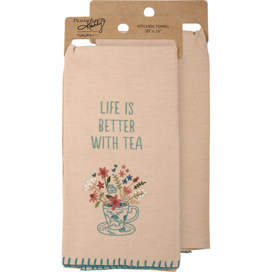 Primitives by Kathy-Life Is Better With Tea Kitchen Towel