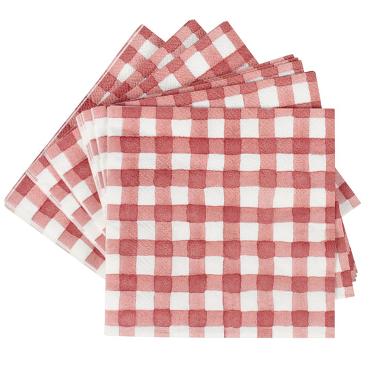 Primitives by Kathy- Red Gingham Beverage Napkin 20 PK