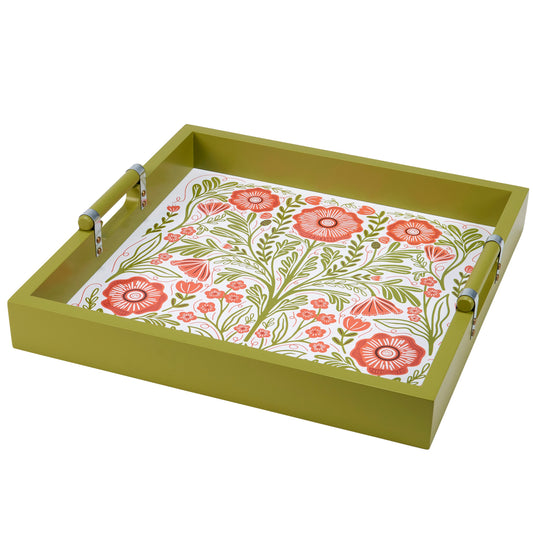 Primitives by Kathy- Poppies Folk Art Tray