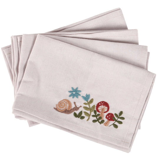Primitives by Kathy- Snail & Mushroom Napkin Set of 4