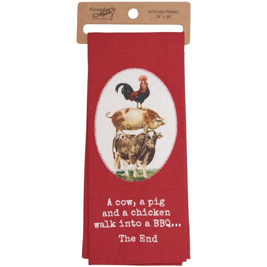 Primitives by Kathy-Walk Into A BBQ Kitchen Towel