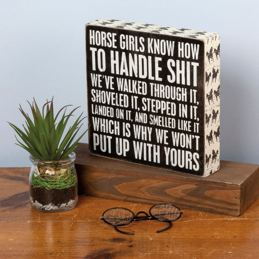Primitives by Kathy-  Horse Girls Box Sign