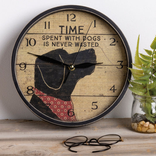 Primitives by Kathy-Time Spent With Dogs Is Never Wasted Clock