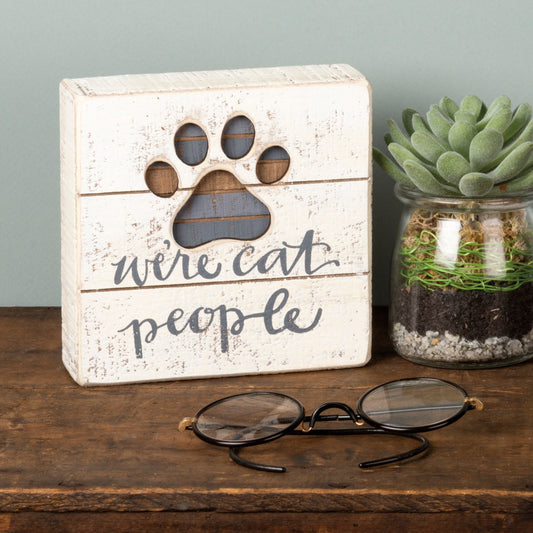 Primitives by Kathy-We're Cat People Slat Box Sign