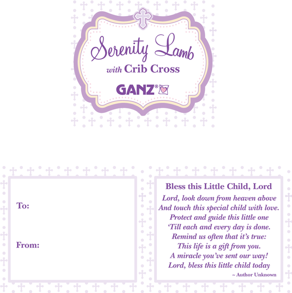 GANZ- Serenity Lamb w/ Crib Cross